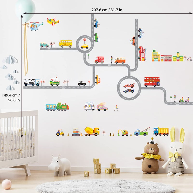 DECOWALL SG3-1404P1405 The Road and Cars Kids Wall Stickers Wall Decals Peel and Stick Removable Wall Stickers for Kids Nursery Bedroom Living Room (Medium) dÃ©cor - Image 5